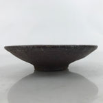 Japanese Ceramic Small Plate Kozara Vtg Mamezara Round Rustic Dark Brown Y192