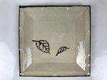 Japanese Ceramic Small Plate Kozara Vtg Sara Square Pottery Beige Leaves Y442
