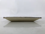 Japanese Ceramic Small Plate Kozara Vtg Sara Square Pottery Beige Leaves Y442