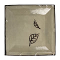 Japanese Ceramic Small Plate Kozara Vtg Sara Square Pottery Beige Leaves Y442