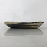 Japanese Ceramic Small Plate Kozara Vtg Sara Square Pottery Black Beige Y232