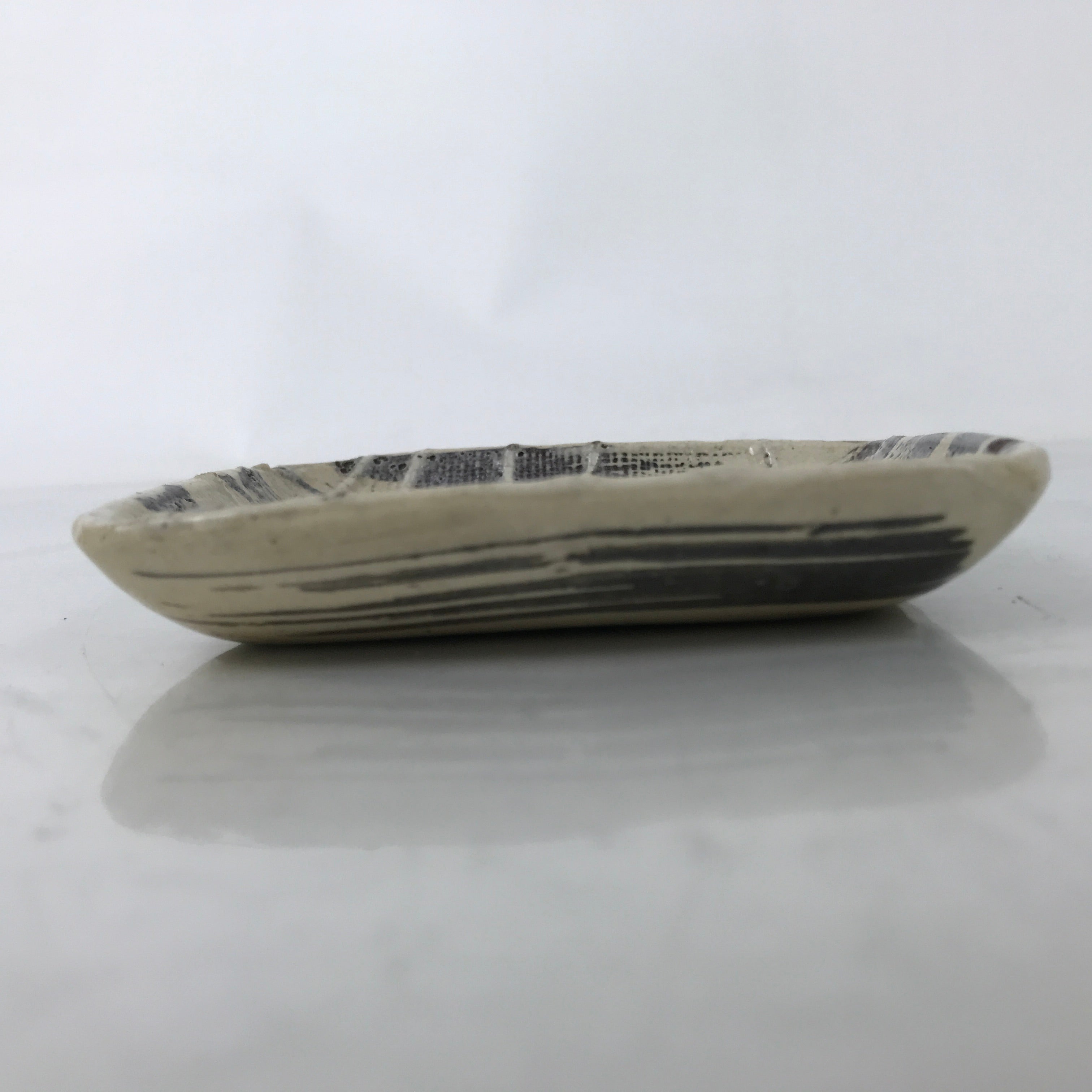 Japanese Ceramic Small Plate Kozara Vtg Sara Square Pottery Black Beige Y233
