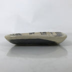 Japanese Ceramic Small Plate Kozara Vtg Sara Square Pottery Black Beige Y233