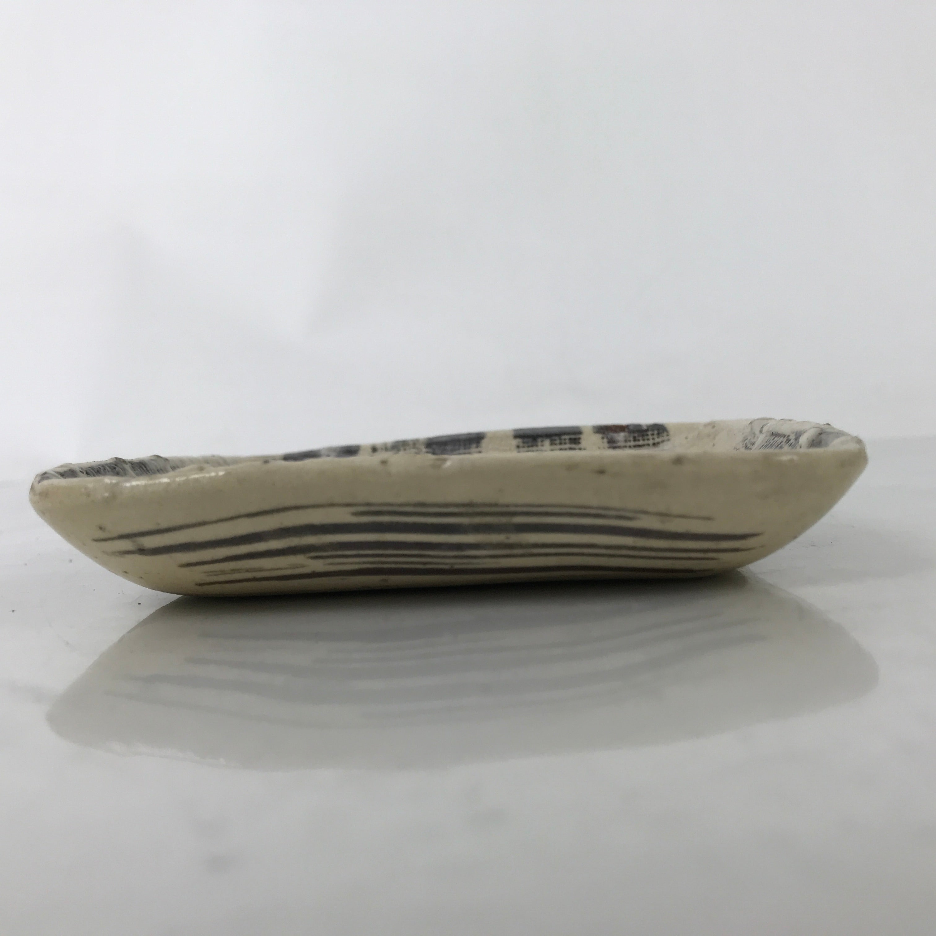 Japanese Ceramic Small Plate Kozara Vtg Sara Square Pottery Black Beige Y233