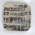 Japanese Ceramic Small Plate Kozara Vtg Sara Square Pottery Black Beige Y233