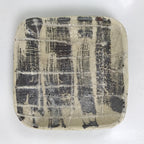 Japanese Ceramic Small Plate Kozara Vtg Sara Square Pottery Black Beige Y233
