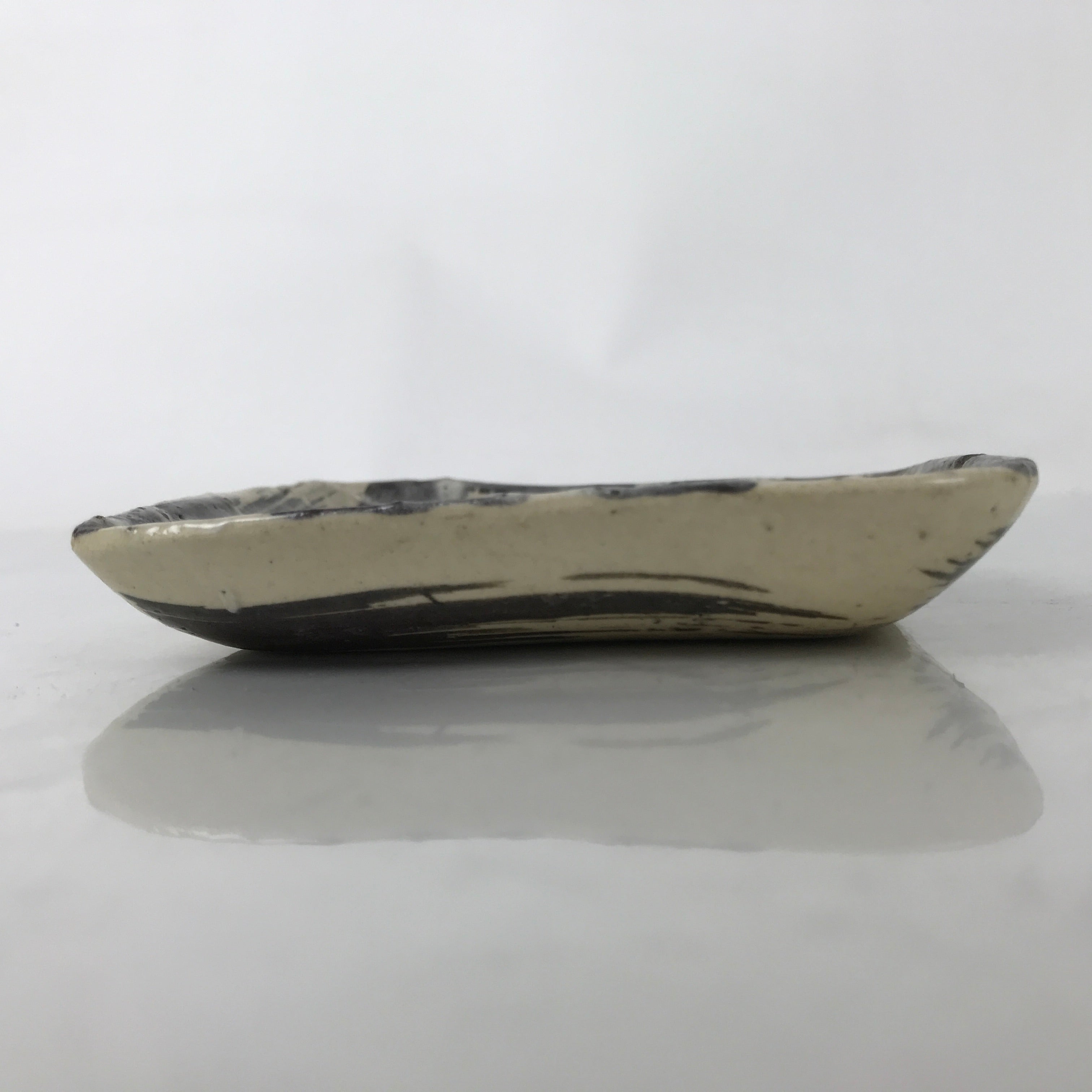 Japanese Ceramic Small Plate Kozara Vtg Sara Square Pottery Black Beige Y234