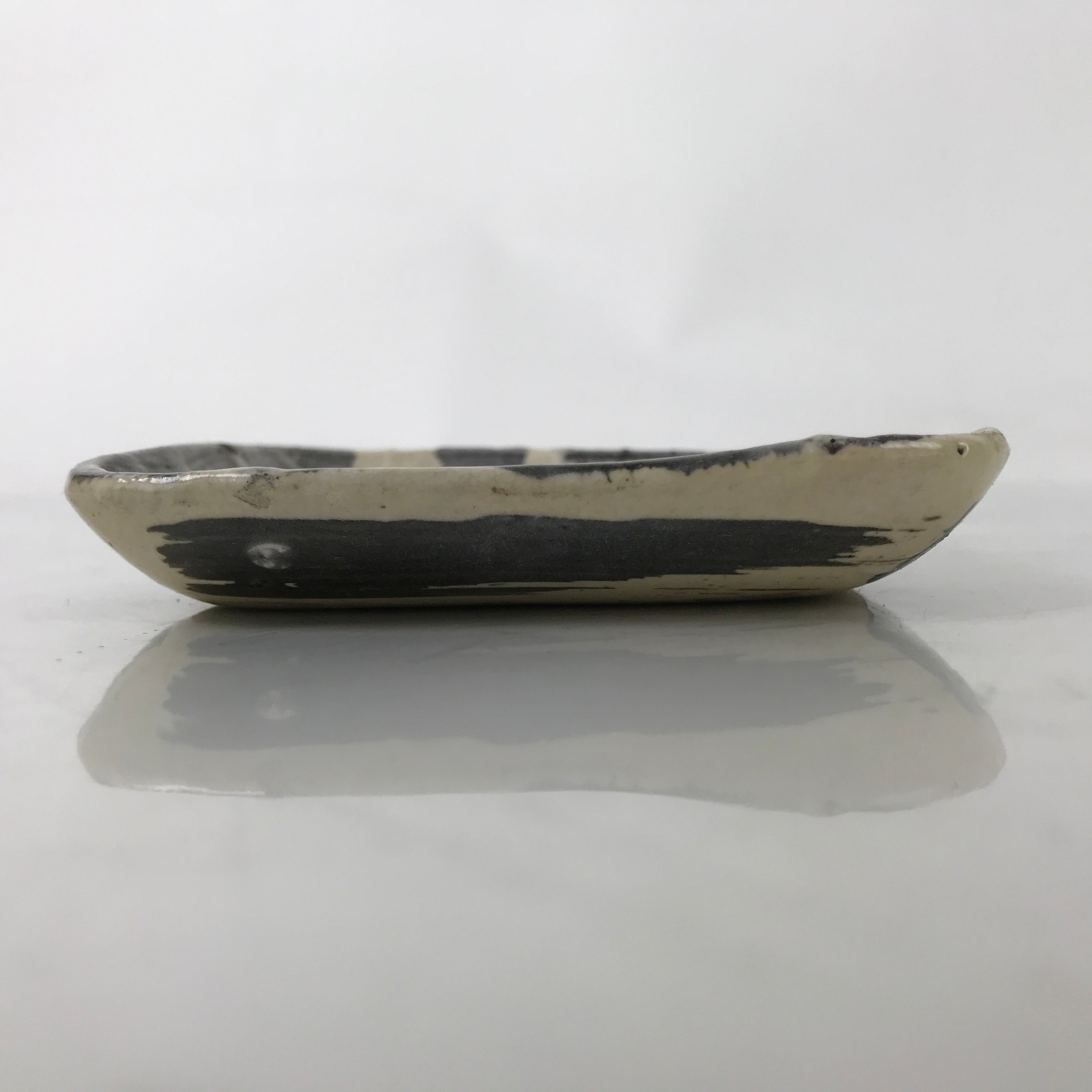 Japanese Ceramic Small Plate Kozara Vtg Sara Square Pottery Black Beige Y234