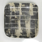 Japanese Ceramic Small Plate Kozara Vtg Sara Square Pottery Black Beige Y234