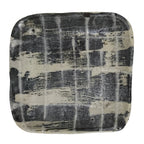 Japanese Ceramic Small Plate Kozara Vtg Sara Square Pottery Black Beige Y234