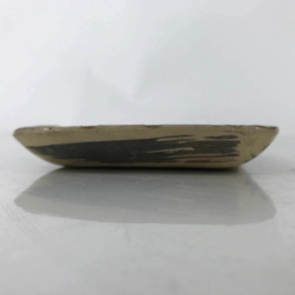 Japanese Ceramic Small Plate Kozara Vtg Sara Square Pottery Black Beige Y236