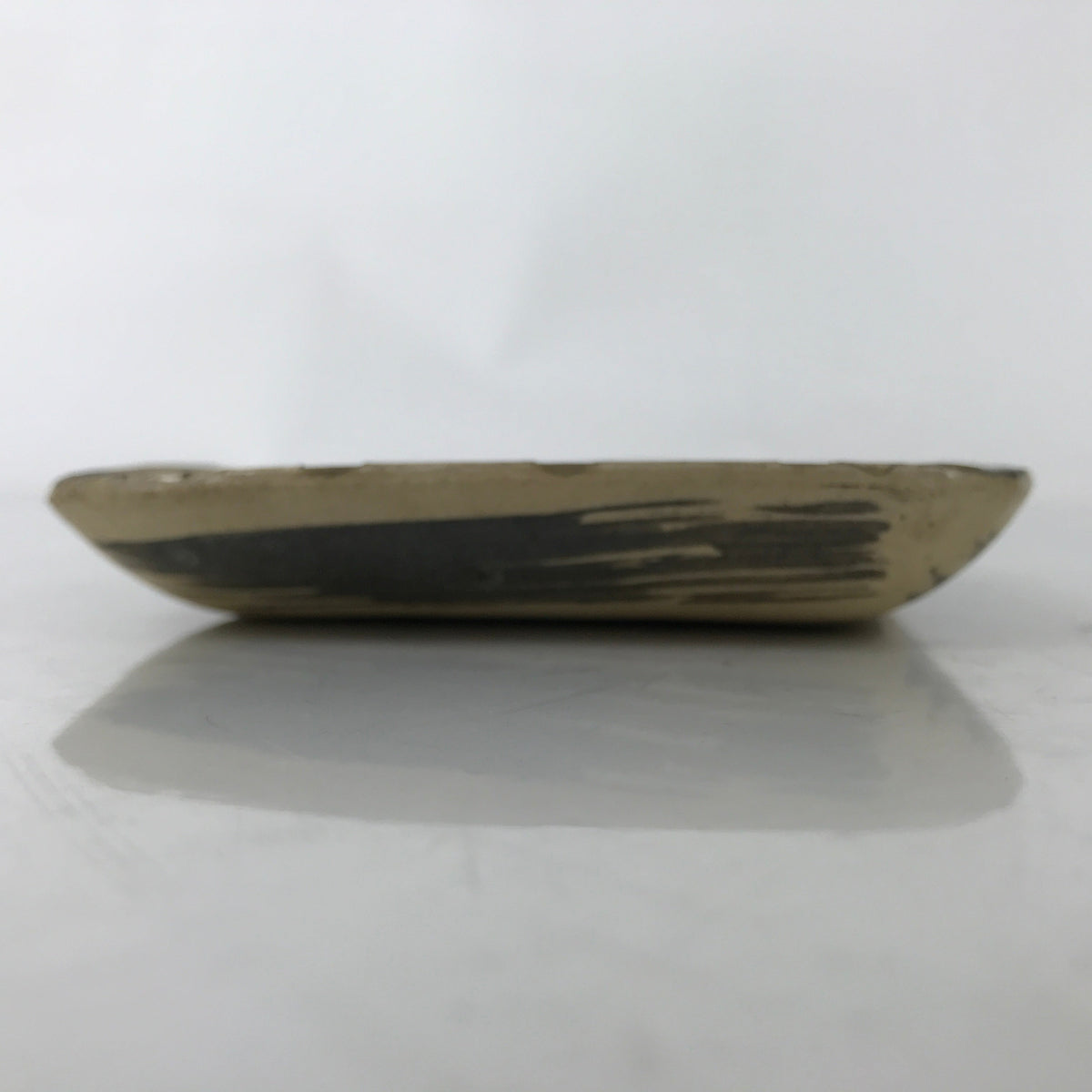 Japanese Ceramic Small Plate Kozara Vtg Sara Square Pottery Black Beige Y236