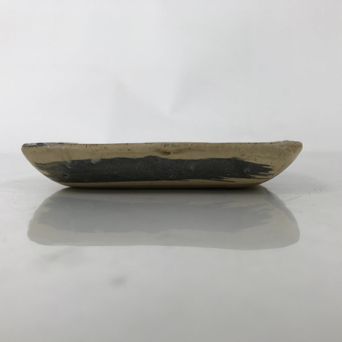 Japanese Ceramic Small Plate Kozara Vtg Sara Square Pottery Black Beige Y236