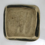 Japanese Ceramic Small Plate Kozara Vtg Sara Square Pottery Black Beige Y236