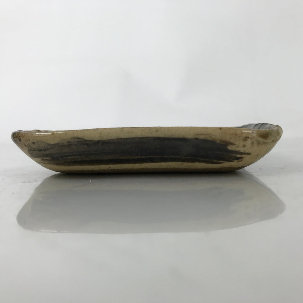 Japanese Ceramic Small Plate Kozara Vtg Sara Square Pottery Black Brown Y238