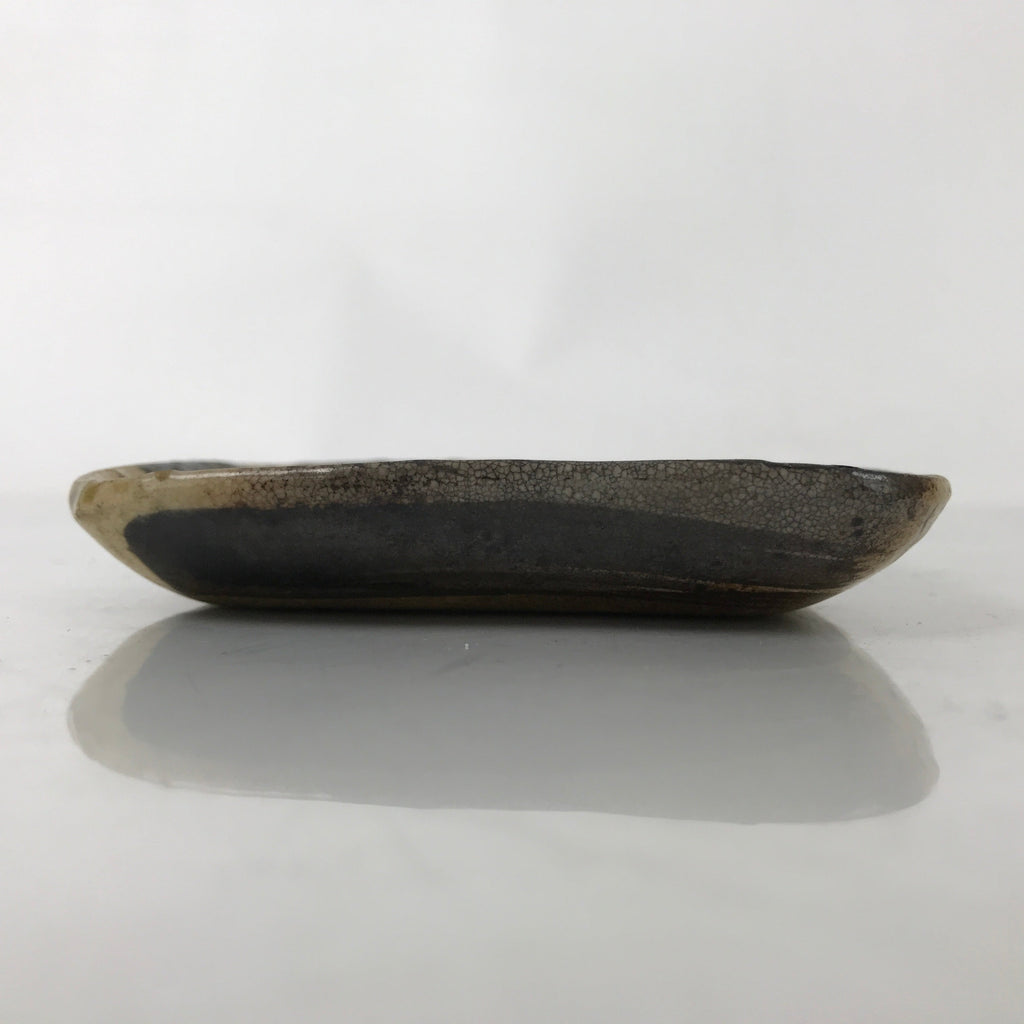 Japanese Ceramic Small Plate Kozara Vtg Sara Square Pottery Black Brown Y238
