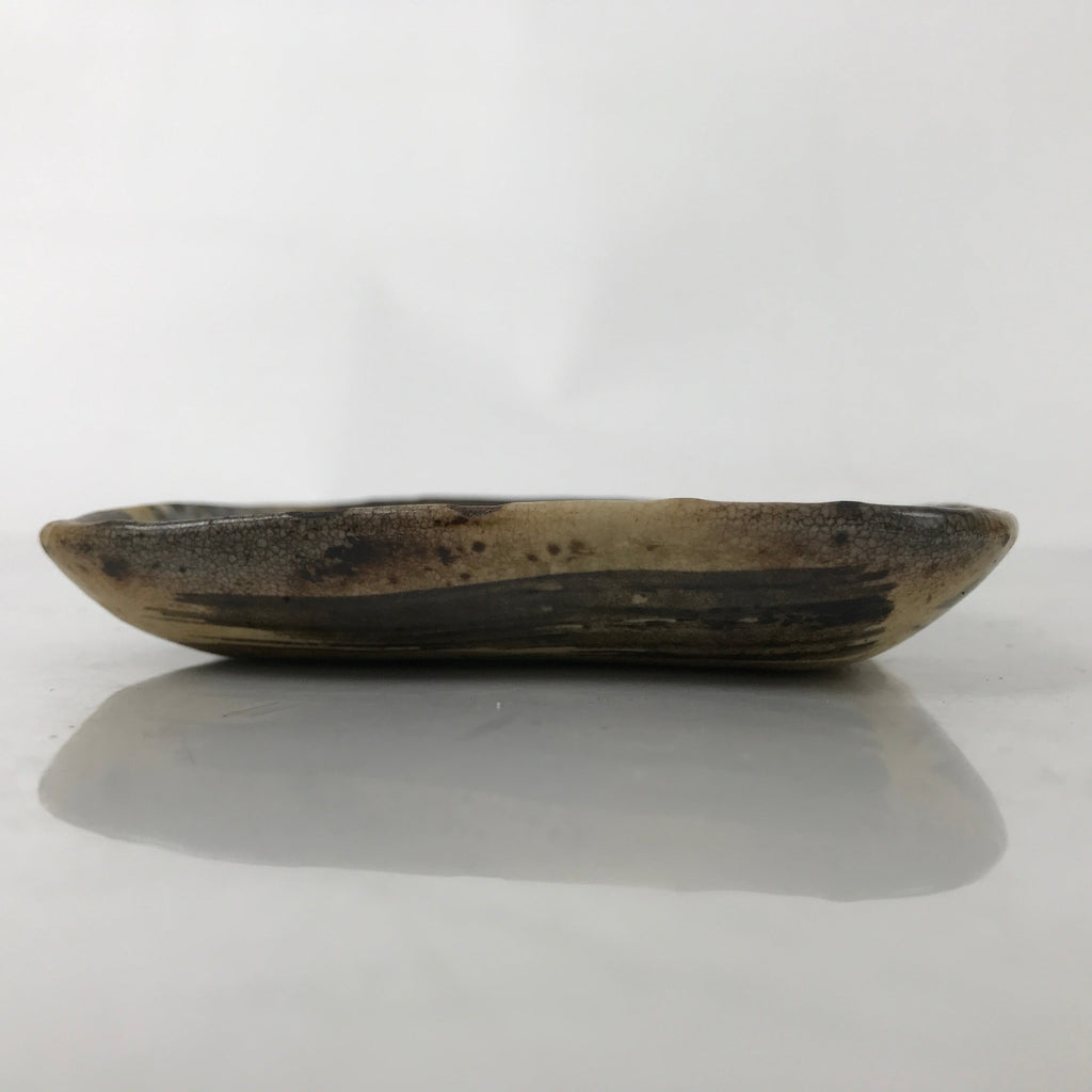 Japanese Ceramic Small Plate Kozara Vtg Sara Square Pottery Black Brown Y238