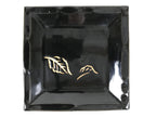 Japanese Ceramic Small Plate Kozara Vtg Sara Square Pottery Black Leaves Y437
