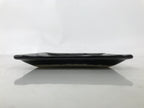 Japanese Ceramic Small Plate Kozara Vtg Sara Square Pottery Black Leaves Y437