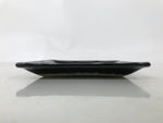Japanese Ceramic Small Plate Kozara Vtg Sara Square Pottery Black Leaves Y437