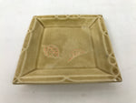 Japanese Ceramic Small Plate Kozara Vtg Sara Square Pottery Yellow Leaves Y440