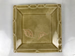Japanese Ceramic Small Plate Kozara Vtg Sara Square Pottery Yellow Leaves Y440