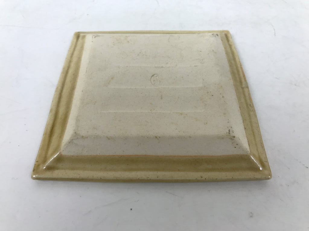 Japanese Ceramic Small Plate Kozara Vtg Sara Square Pottery Yellow Leaves Y440