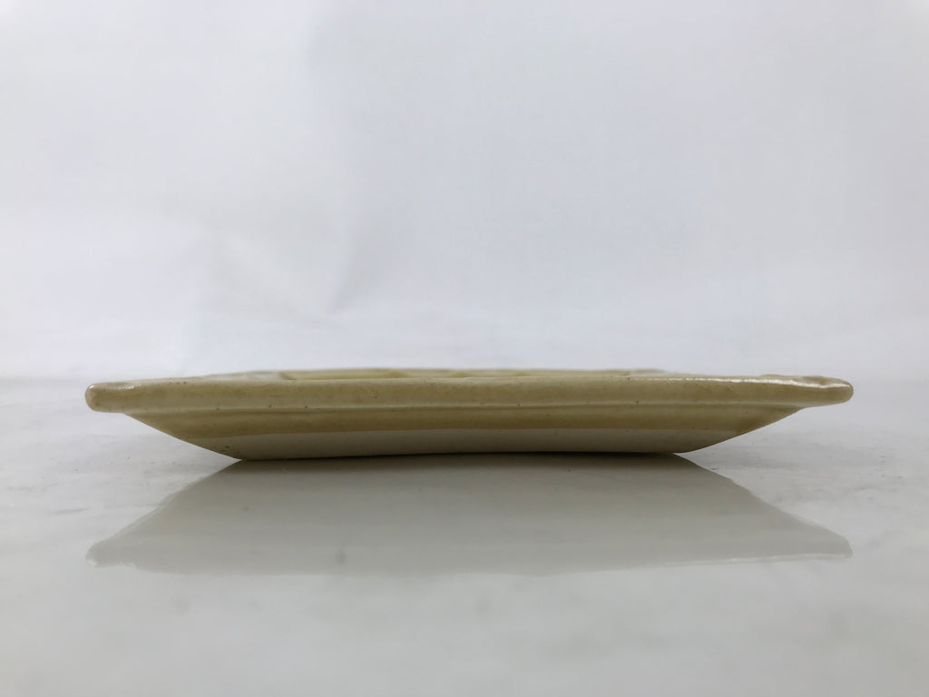 Japanese Ceramic Small Plate Kozara Vtg Sara Square Pottery Yellow Leaves Y440