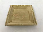 Japanese Ceramic Small Plate Kozara Vtg Sara Square Pottery Yellow Leaves Y441
