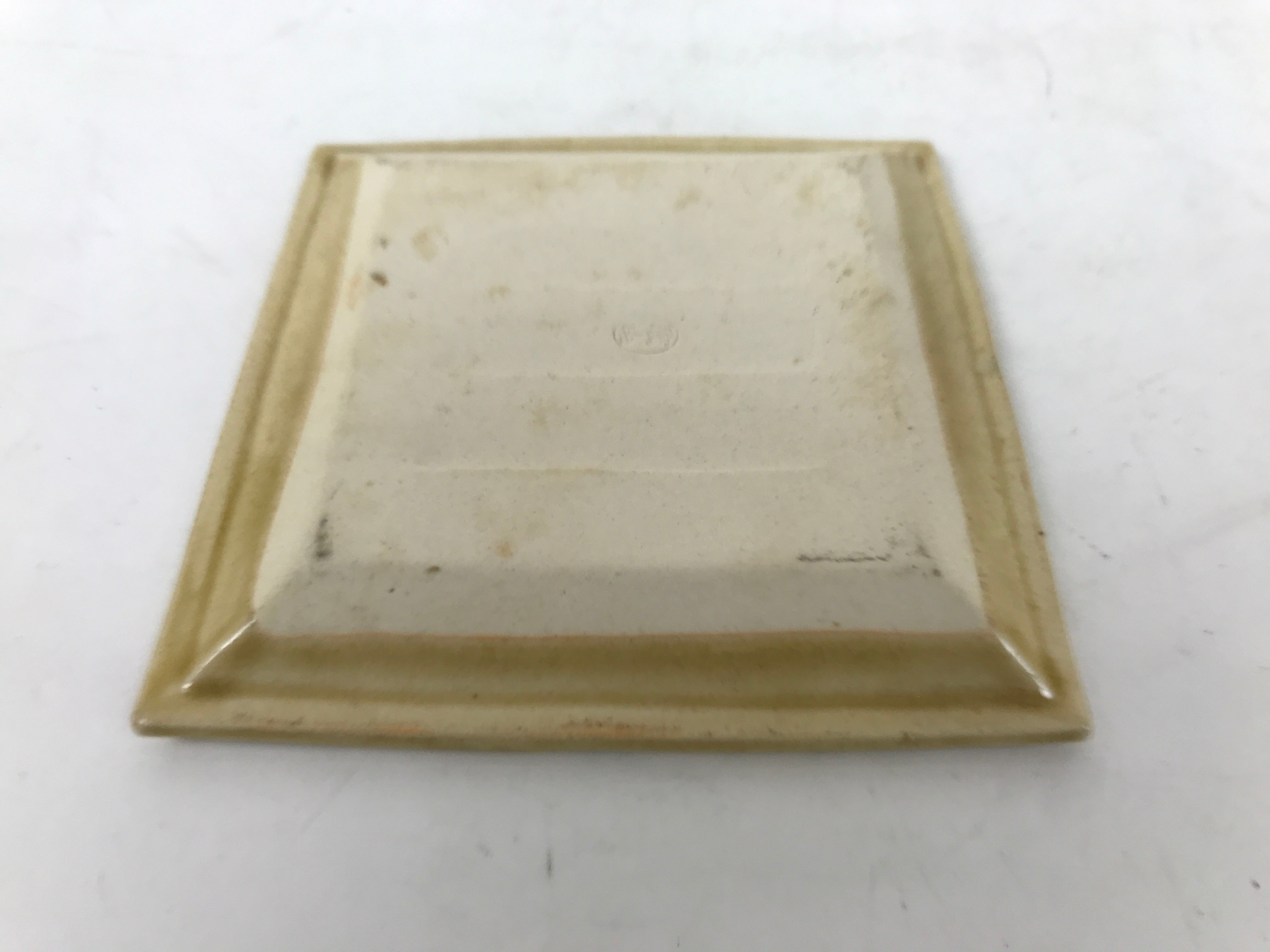 Japanese Ceramic Small Plate Kozara Vtg Sara Square Pottery Yellow Leaves Y441