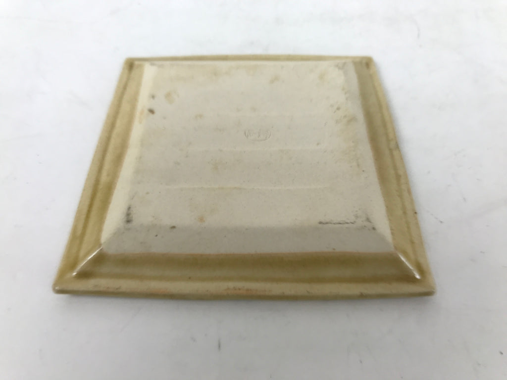 Japanese Ceramic Small Plate Kozara Vtg Sara Square Pottery Yellow Leaves Y441