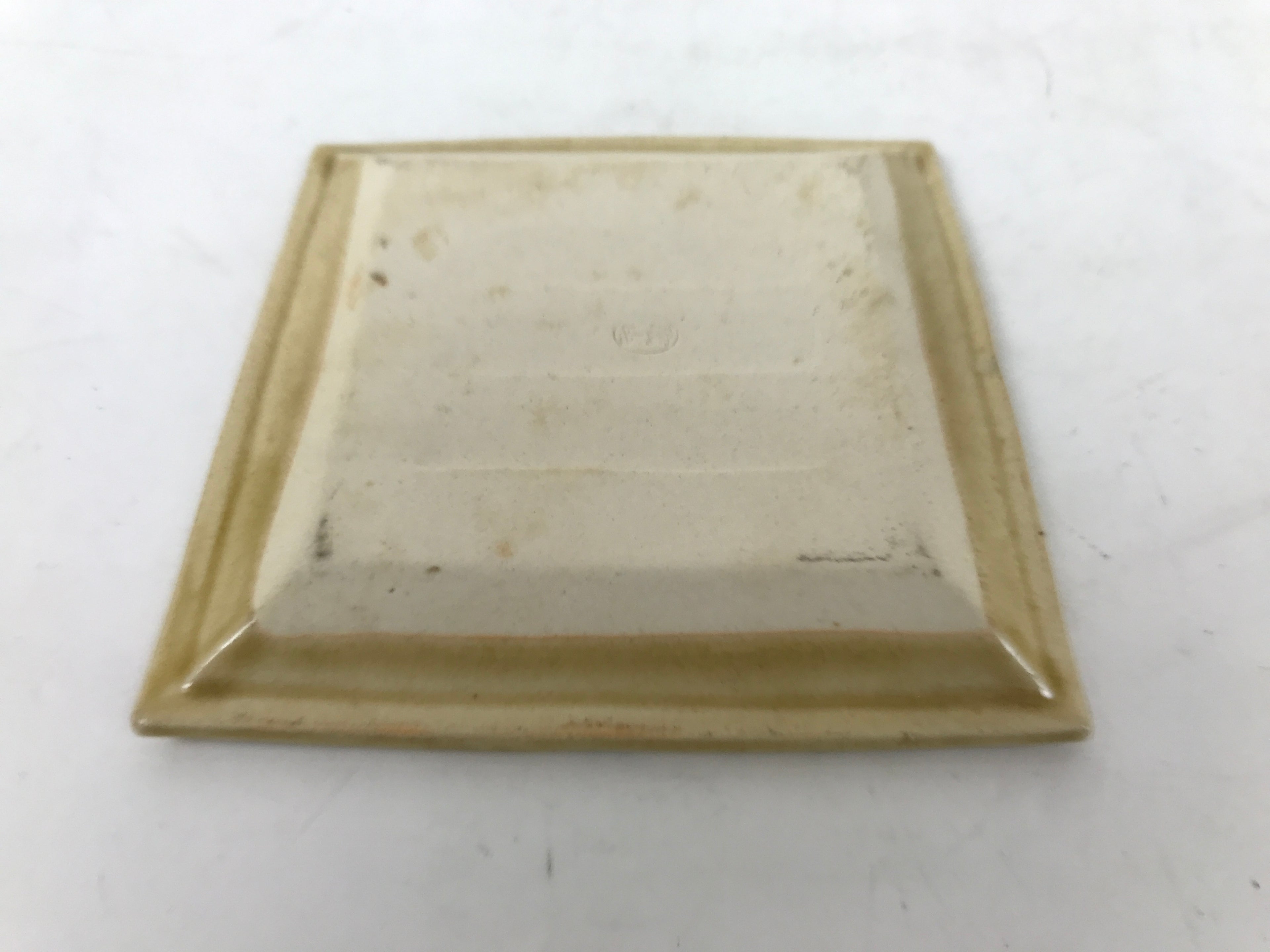 Japanese Ceramic Small Plate Kozara Vtg Sara Square Pottery Yellow Leaves Y441