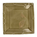 Japanese Ceramic Small Plate Kozara Vtg Sara Square Pottery Yellow Leaves Y441