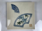Japanese Ceramic Small Plate Kozara Vtg Square Pottery Bamboo Blue Beige Y550
