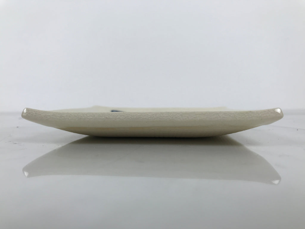 Japanese Ceramic Small Plate Kozara Vtg Square Pottery Bamboo Blue Beige Y550