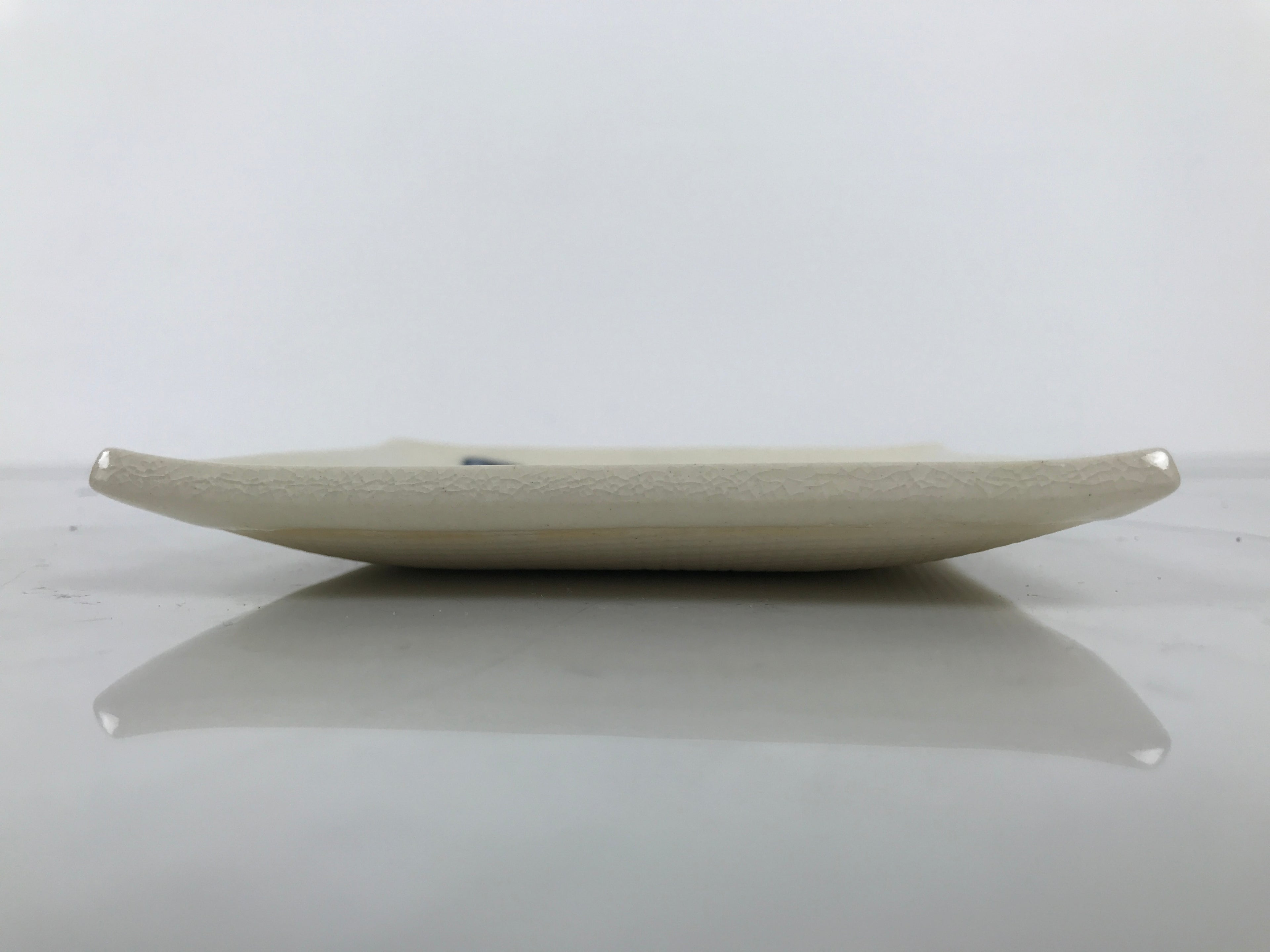 Japanese Ceramic Small Plate Kozara Vtg Square Pottery Bamboo Blue Beige Y550