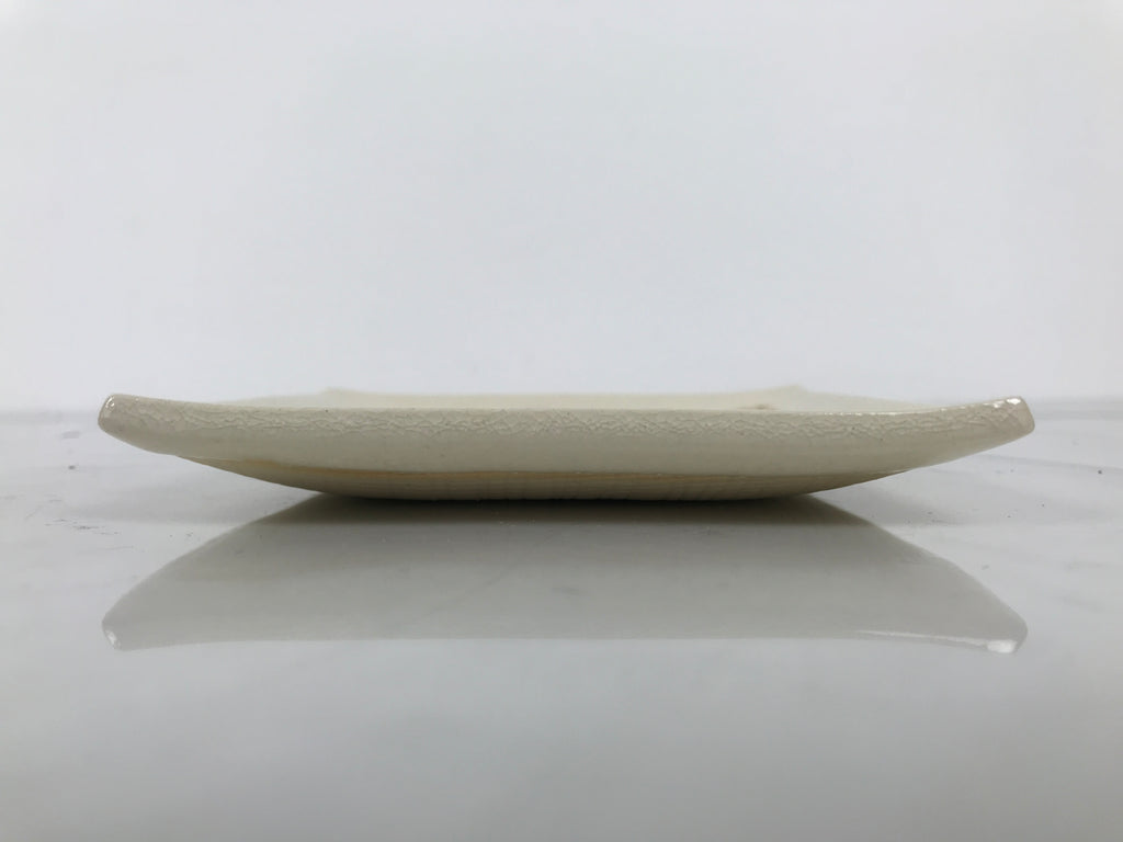 Japanese Ceramic Small Plate Kozara Vtg Square Pottery Bamboo Blue Beige Y550