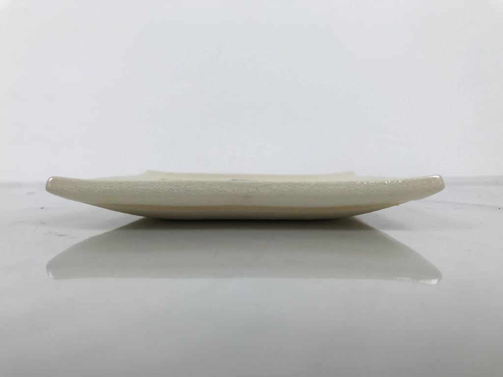 Japanese Ceramic Small Plate Kozara Vtg Square Pottery Bamboo Blue Beige Y550