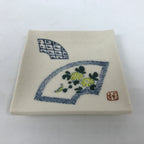 Japanese Ceramic Small Plate Kozara Vtg Square Pottery Chrysanthemum Yellow Y551