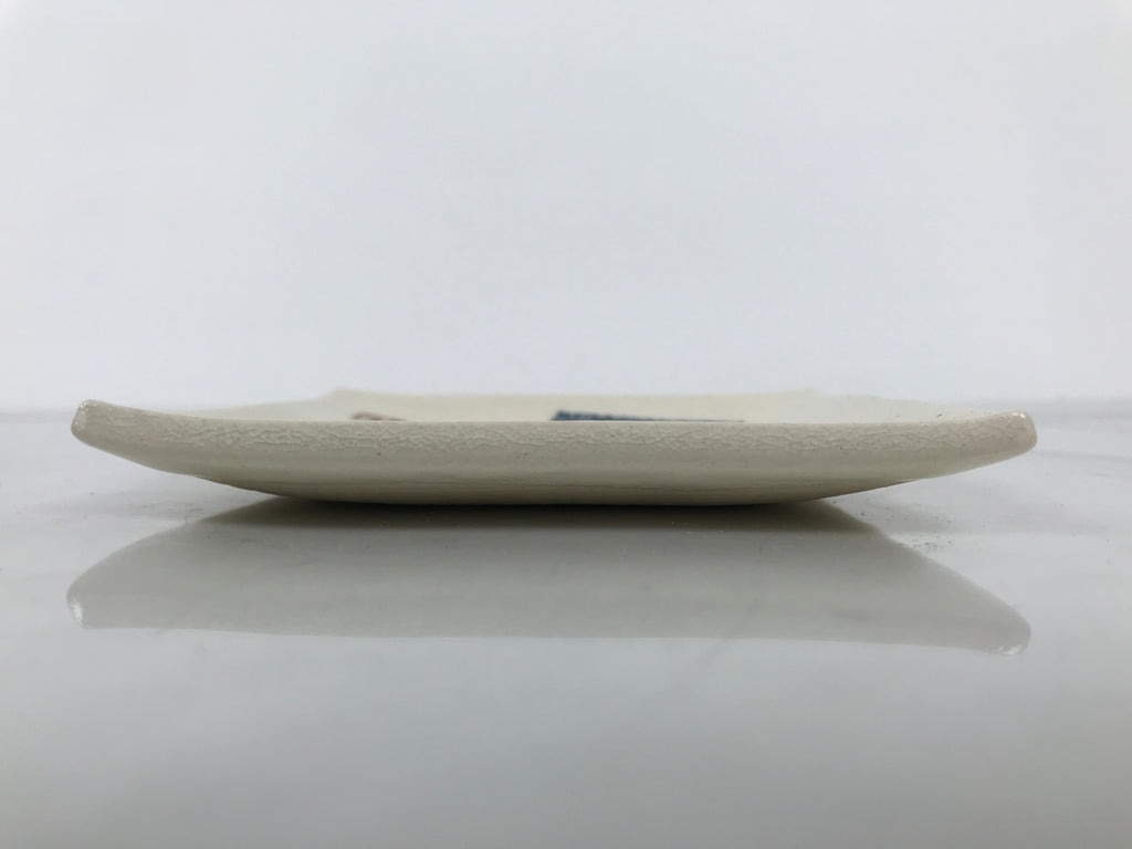 Japanese Ceramic Small Plate Kozara Vtg Square Pottery Chrysanthemum Yellow Y551