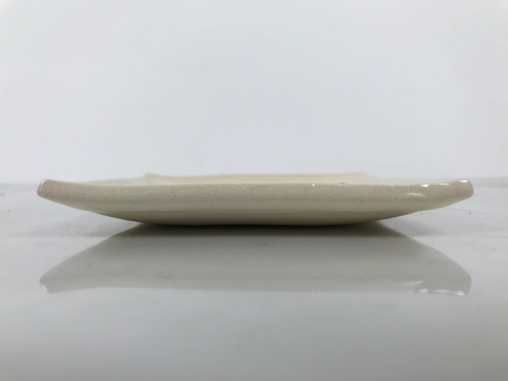 Japanese Ceramic Small Plate Kozara Vtg Square Pottery Iris Blue Beige Y552