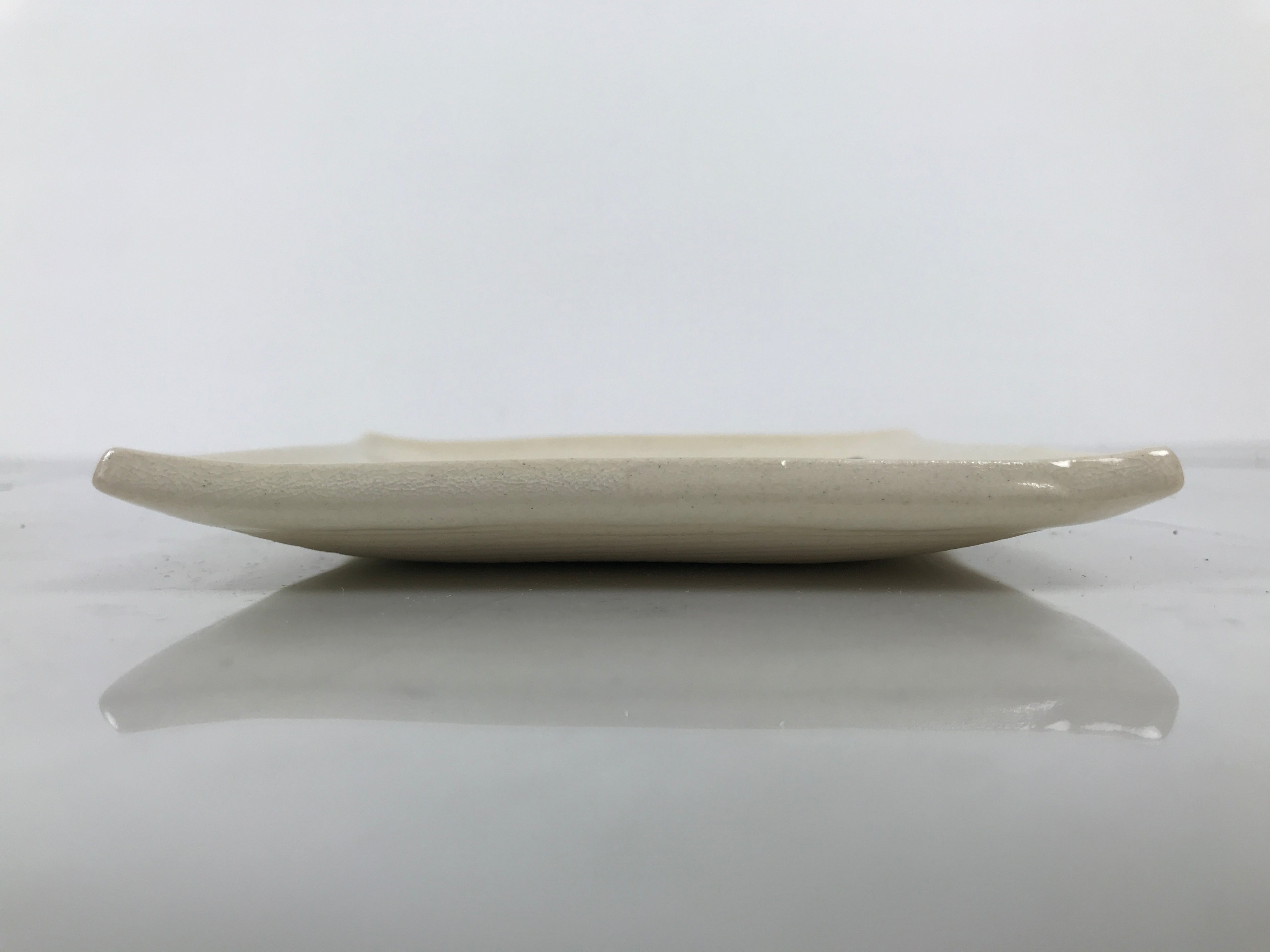 Japanese Ceramic Small Plate Kozara Vtg Square Pottery Iris Blue Beige Y552