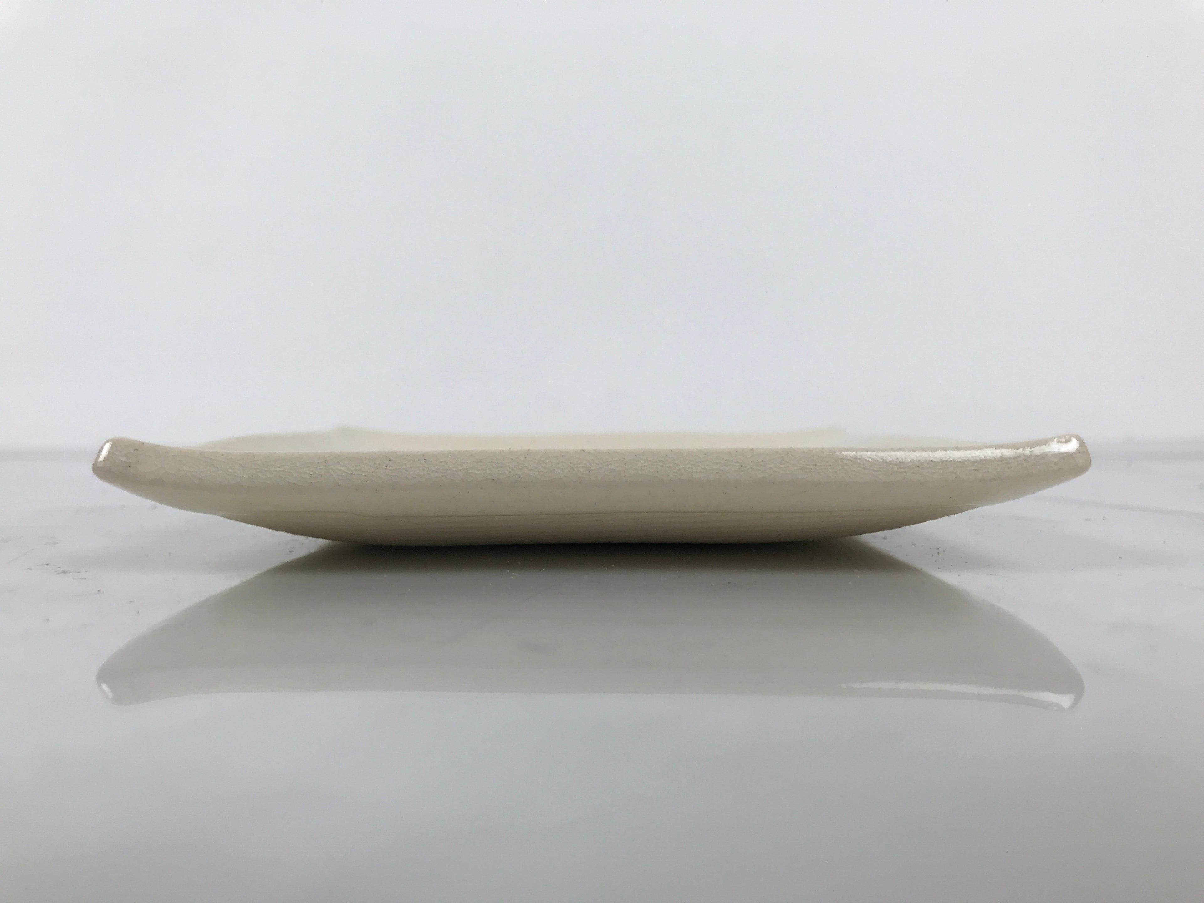 Japanese Ceramic Small Plate Kozara Vtg Square Pottery Iris Blue Beige Y552