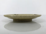Japanese Ceramic Small Plate Mamezara Side Dish Vtg Beige Green Plants Y464