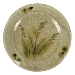 Japanese Ceramic Small Plate Mamezara Side Dish Vtg Beige Green Plants Y466