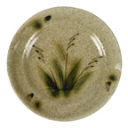 Japanese Ceramic Small Plate Mamezara Side Dish Vtg Beige Green Plants Y467