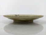 Japanese Ceramic Small Plate Mamezara Side Dish Vtg Beige Green Plants Y468