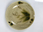 Japanese Ceramic Small Plate Mamezara Side Dish Vtg Beige Green Plants Y468
