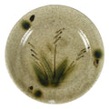 Japanese Ceramic Small Plate Mamezara Side Dish Vtg Beige Green Plants Y468