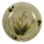 Japanese Ceramic Small Plate Mamezara Side Dish Vtg Beige Green Plants Y468